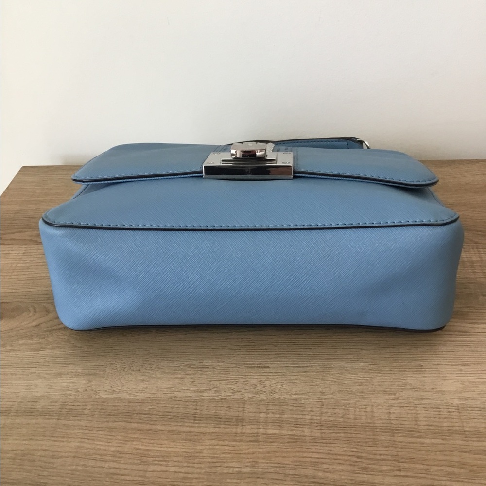 Michael Kors Tina Studded Flap Bag Lt. Blue Saffiano Leather Wear 2-ways - Picture 6 of 13